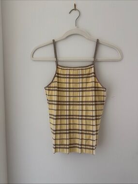 Guest in Residence Sleeveless Plaid Cami Top - Yellow